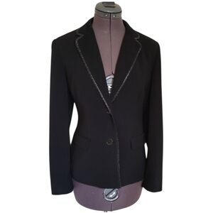 10P LOUBEN Laura Petites Black Blazer Braided Faux Leather Trim Canada